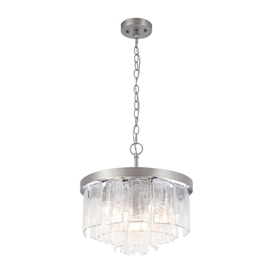 Pendantlightie-Modern 5-Light Tiered Drum Water Glass Chandelier-Chandeliers-Black-
