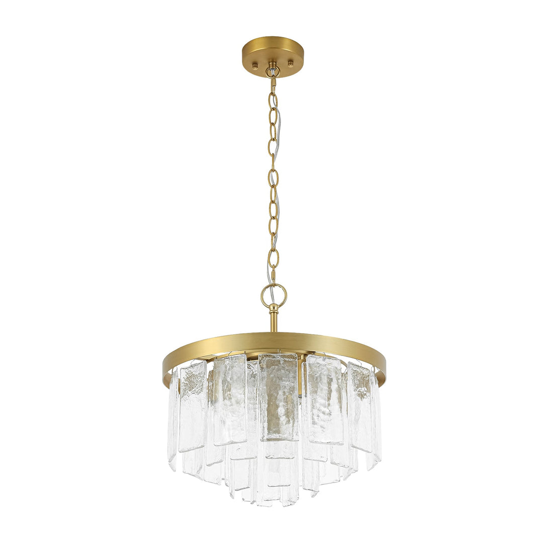 Pendantlightie-Modern 5-Light Tiered Drum Water Glass Chandelier-Chandeliers-Black-