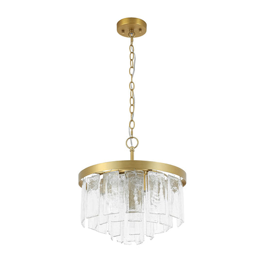 Pendantlightie-Modern 5-Light Tiered Drum Water Glass Chandelier-Chandeliers-Black-