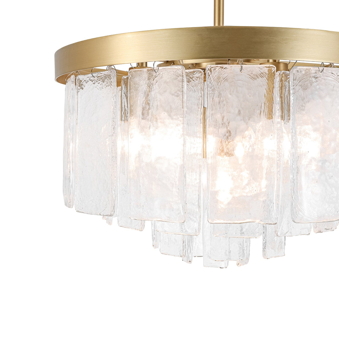 Pendantlightie-Modern 5-Light Tiered Drum Water Glass Chandelier-Chandeliers-Black-