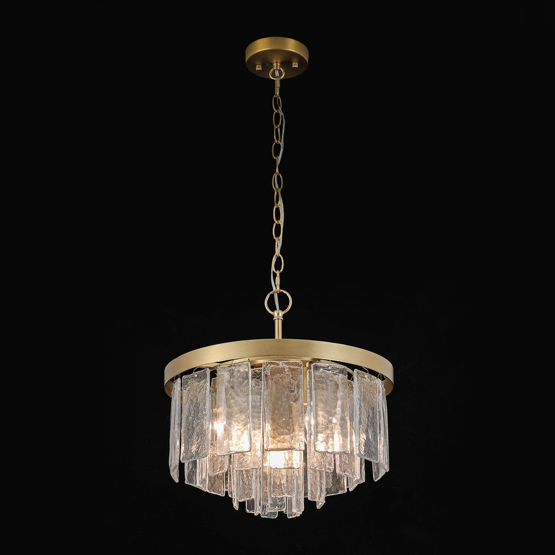 Pendantlightie-Modern 5-Light Tiered Drum Water Glass Chandelier-Chandeliers-Black-