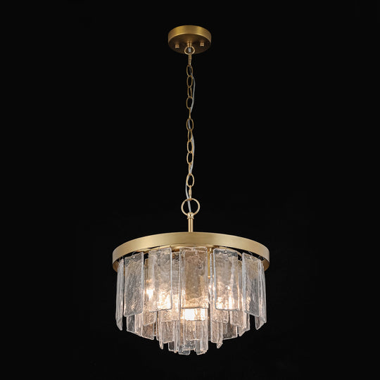 Pendantlightie-Modern 5-Light Tiered Drum Water Glass Chandelier-Chandeliers-Black-
