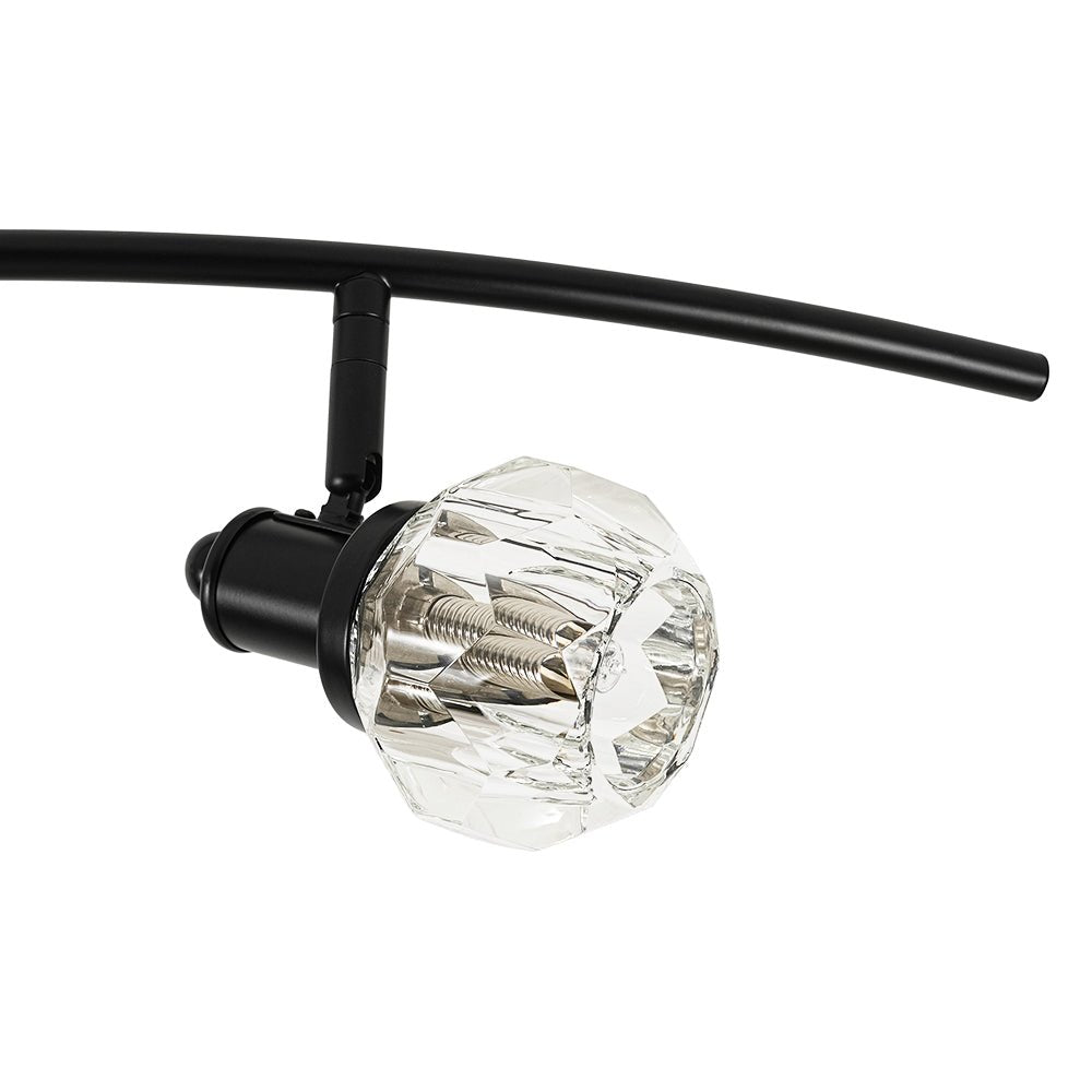 Pendantlightie - Modern 6 - Light Crystal Accent Spot Track Light With Rotatable Heads - Semi Flush Mount - Black - 
