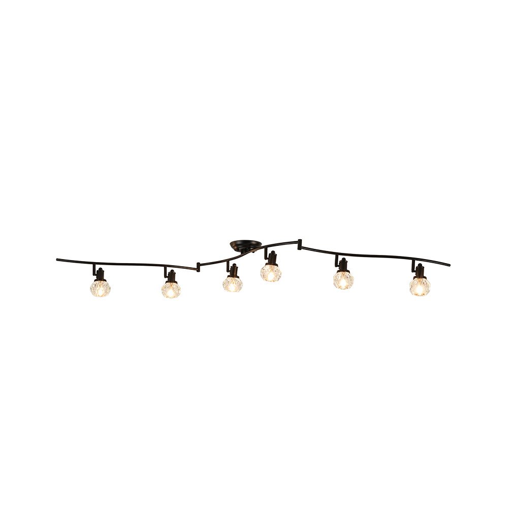 Pendantlightie - Modern 6 - Light Crystal Accent Spot Track Light With Rotatable Heads - Semi Flush Mount - Black - 