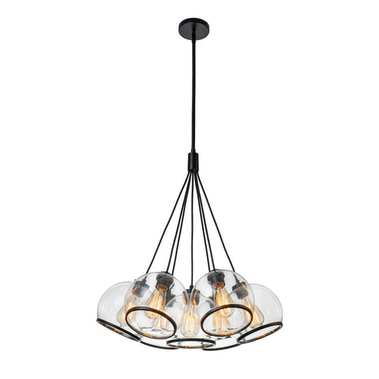 Pendantlightie - Modern 7 - Light Clear Cluster Glass Pendant Light - Pendants - Black - 