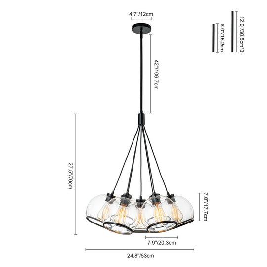 Pendantlightie - Modern 7 - Light Clear Cluster Glass Pendant Light - Pendants - Black - 