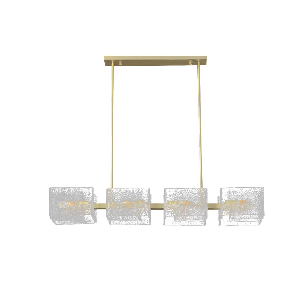 Pendantlightie - Modern 8 - Light Textured Glass Linear Shaded Chandelier - Chandeliers - Brass - 