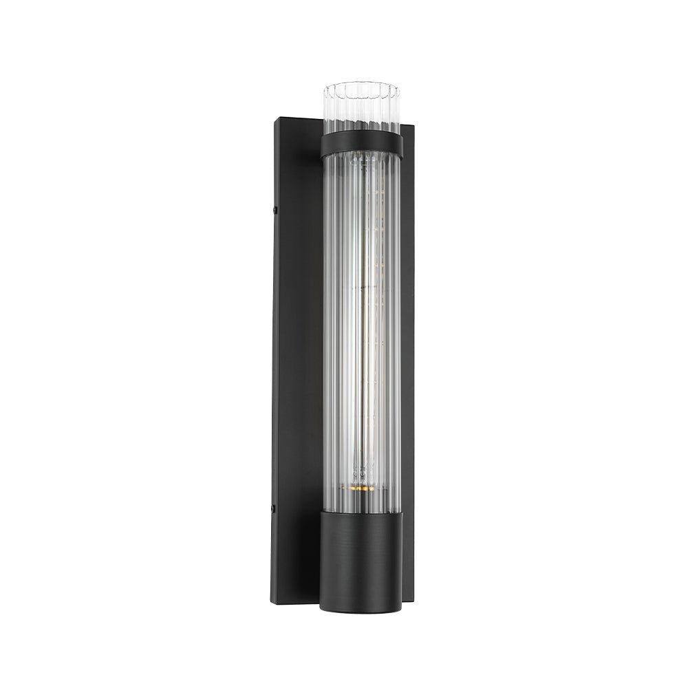 Pendantlightie - Modern Classical 1 - Light Fluted Cylinder Glass Vanity Sconce - Wall Light - Black - 