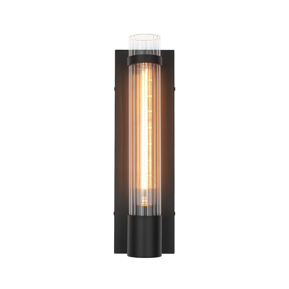 Pendantlightie - Modern Classical 1 - Light Fluted Cylinder Glass Vanity Sconce - Wall Light - Black - 