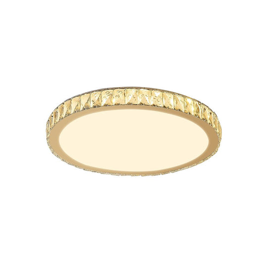 Pendantlightie-Modern Dimmable Led Circle Crystal Ceiling Light-Flush Mount-Brass-