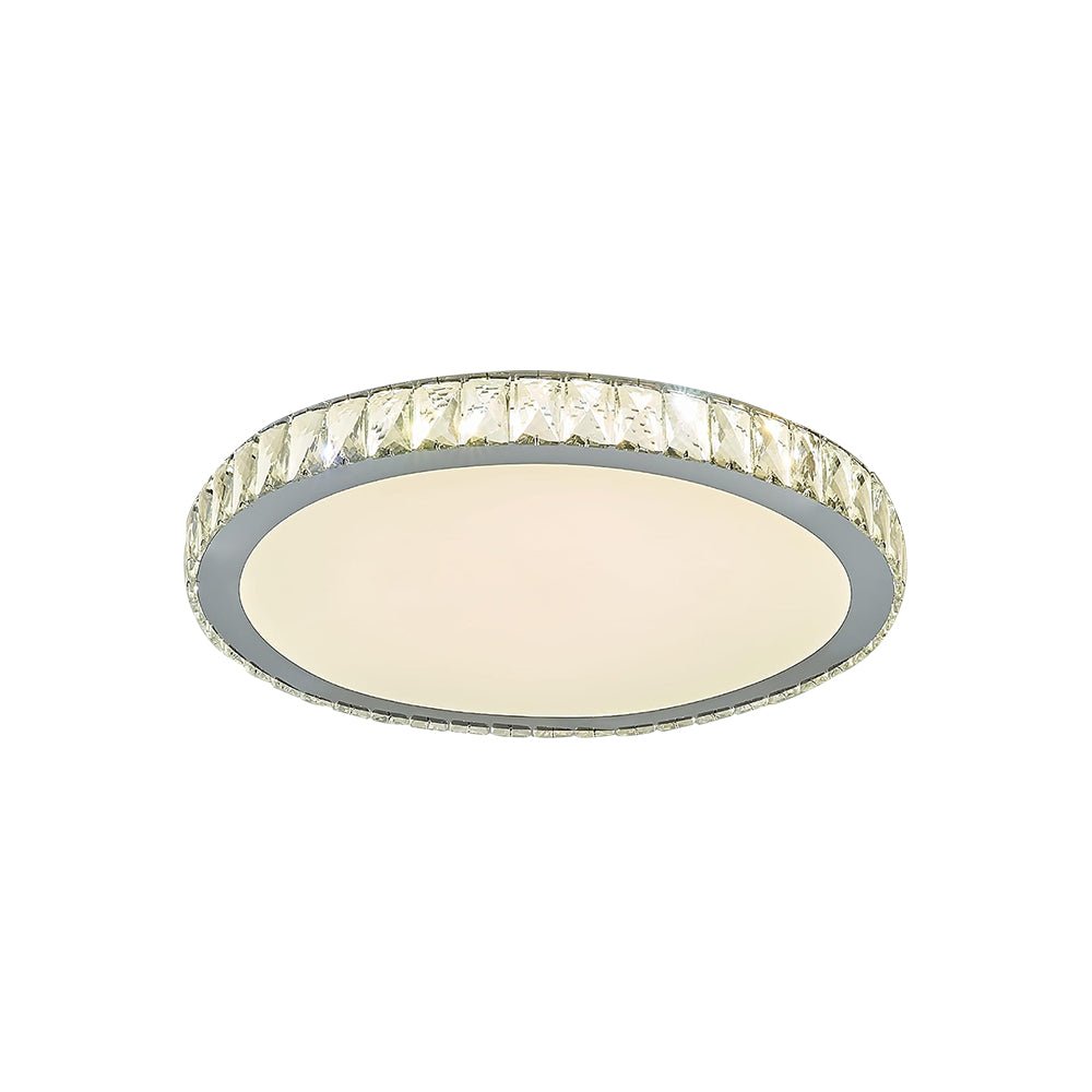 Pendantlightie-Modern Dimmable Led Circle Crystal Ceiling Light-Flush Mount-Brass-