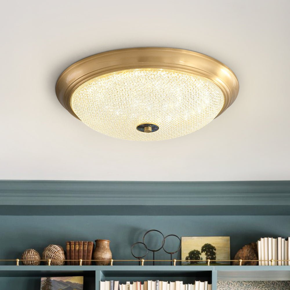Pendantlightie-Modern Dimmable Three-Color Led Bowl Flush Mount Ceiling Light-Flush Mount-Gold-
