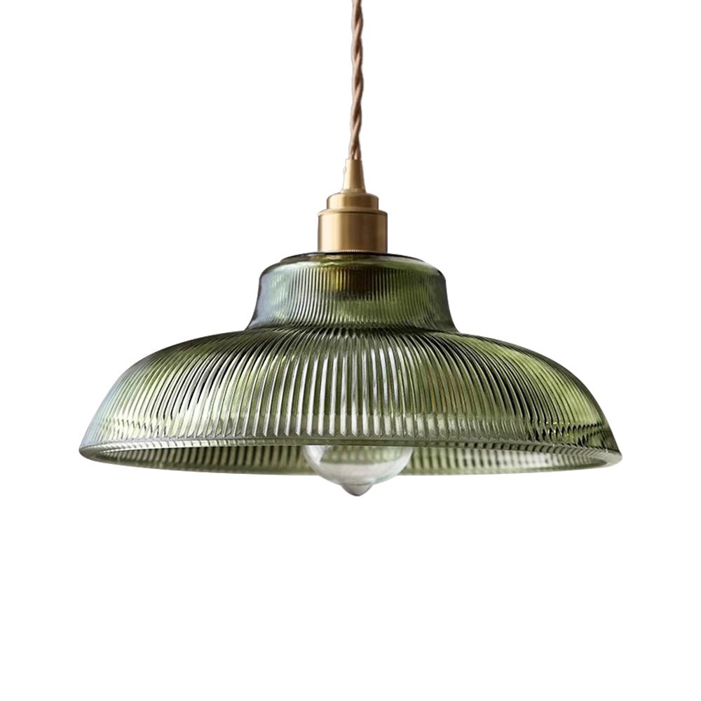 Pendantlightie - Modern Farmhouse 1 - Light Wide Edge Ribbed Dome Shape Glass Pendant Light - Pendants - Small - Green