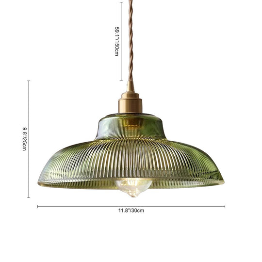 Pendantlightie - Modern Farmhouse 1 - Light Wide Edge Ribbed Dome Shape Glass Pendant Light - Pendants - Small - Green