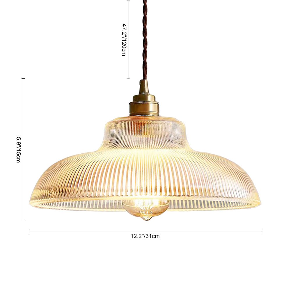 Pendantlightie - Modern Farmhouse 1 - Light Wide Edge Ribbed Dome Shape Glass Pendant Light - Pendants - Small - Green