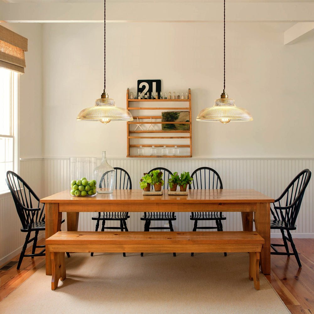 Pendantlightie - Modern Farmhouse 1 - Light Wide Edge Ribbed Dome Shape Glass Pendant Light - Pendants - Small - Green