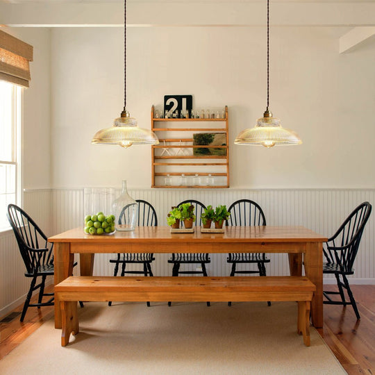 Pendantlightie - Modern Farmhouse 1 - Light Wide Edge Ribbed Dome Shape Glass Pendant Light - Pendants - Small - Green