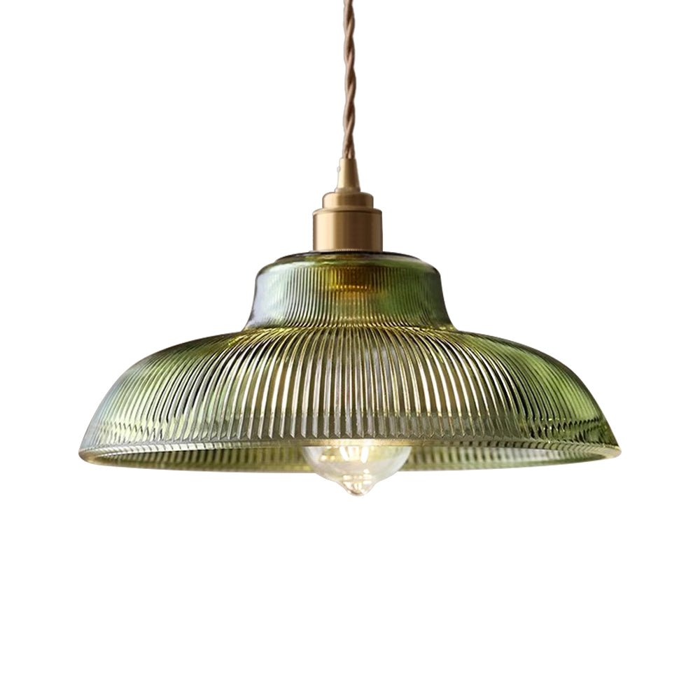 Pendantlightie - Modern Farmhouse 1 - Light Wide Edge Ribbed Dome Shape Glass Pendant Light - Pendants - Small - Green