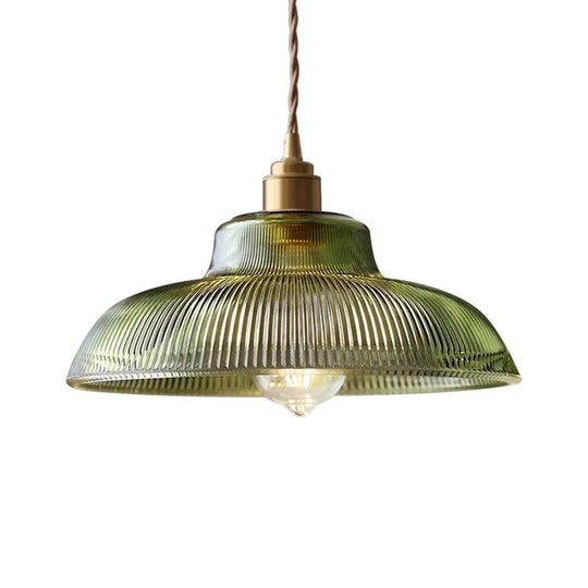 Pendantlightie - Modern Farmhouse 1 - Light Wide Edge Ribbed Dome Shape Glass Pendant Light - Pendants - Small - Green