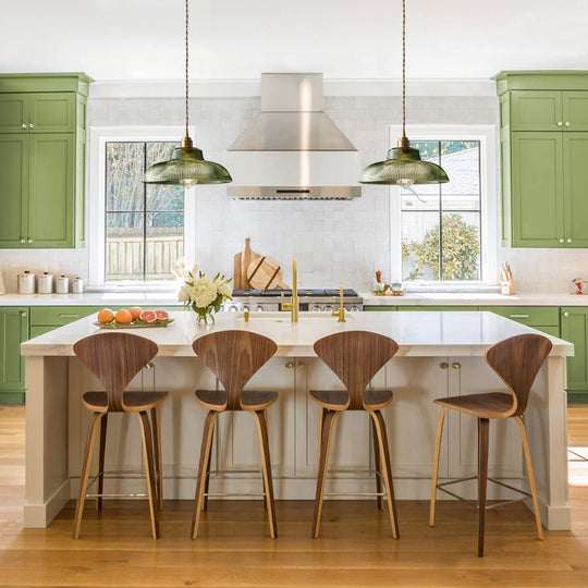 Pendantlightie - Modern Farmhouse 1 - Light Wide Edge Ribbed Dome Shape Glass Pendant Light - Pendants - Small - Green