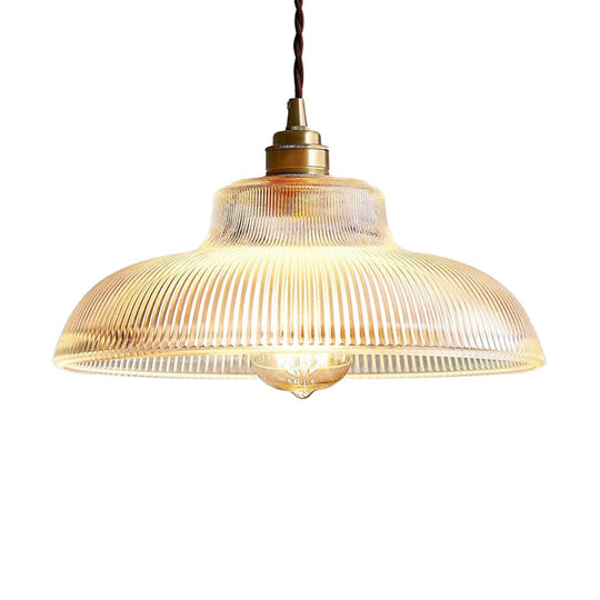 Pendantlightie - Modern Farmhouse 1 - Light Wide Edge Ribbed Dome Shape Glass Pendant Light - Pendants - Small - Green