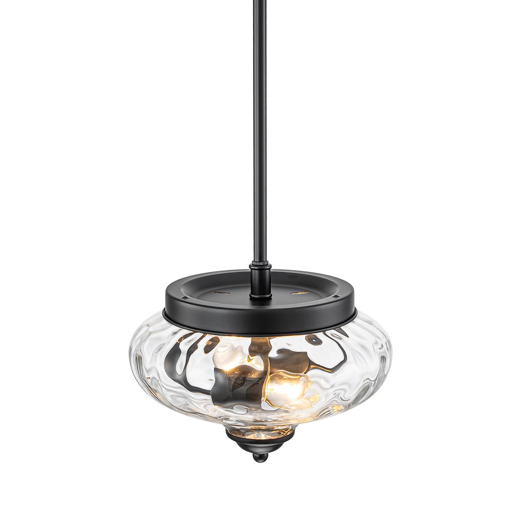 Pendantlightie - Modern Farmhouse 2 - Light Bowl Water Pattern Urn Glass Pendant - Pendants - Black - 