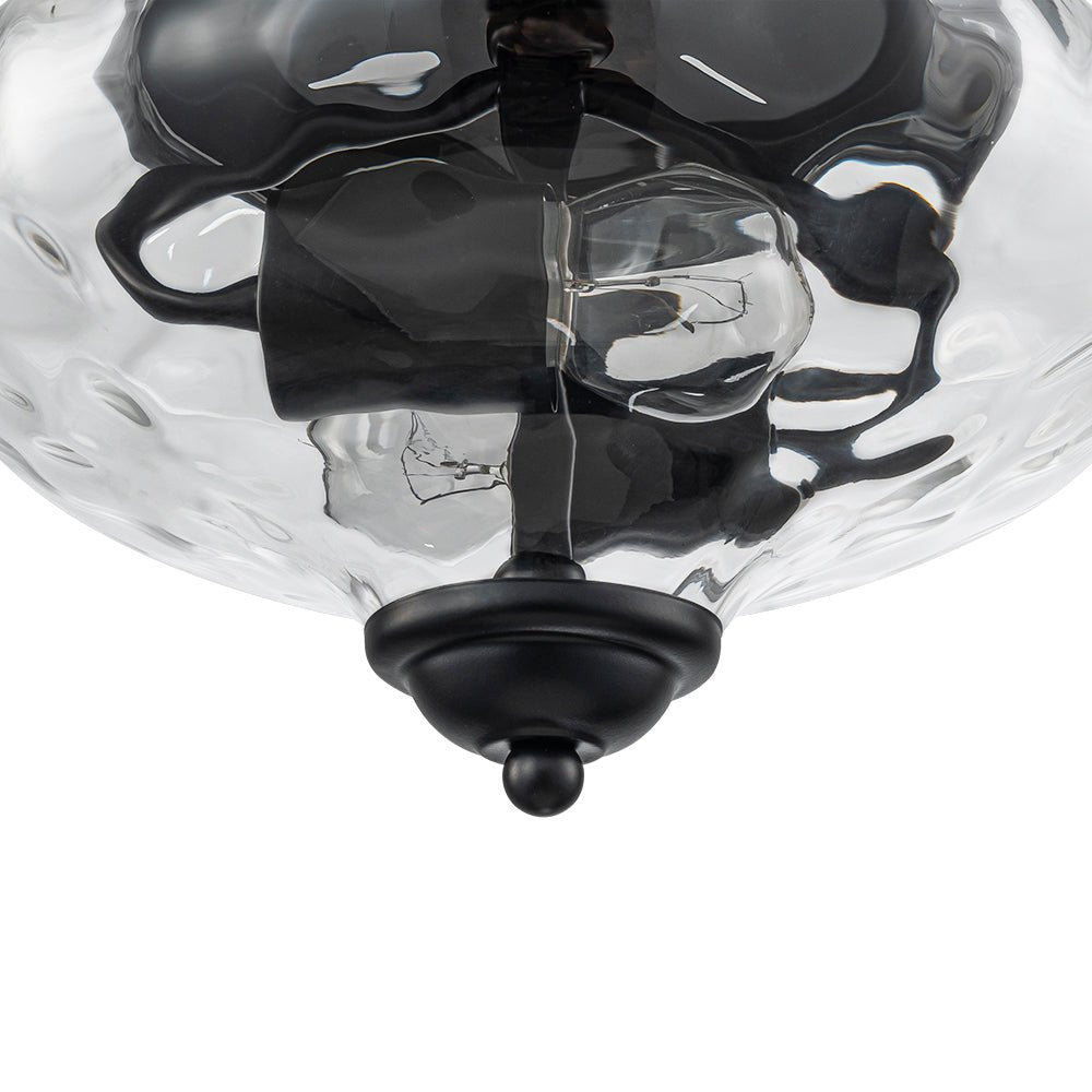 Pendantlightie - Modern Farmhouse 2 - Light Bowl Water Pattern Urn Glass Pendant - Pendants - Black - 