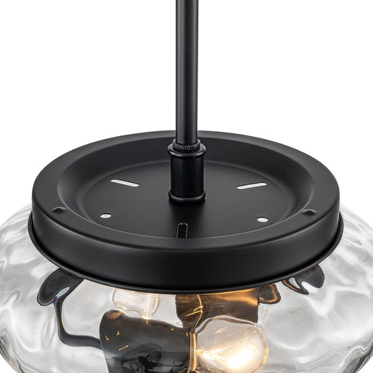 Pendantlightie - Modern Farmhouse 2 - Light Bowl Water Pattern Urn Glass Pendant - Pendants - Black - 