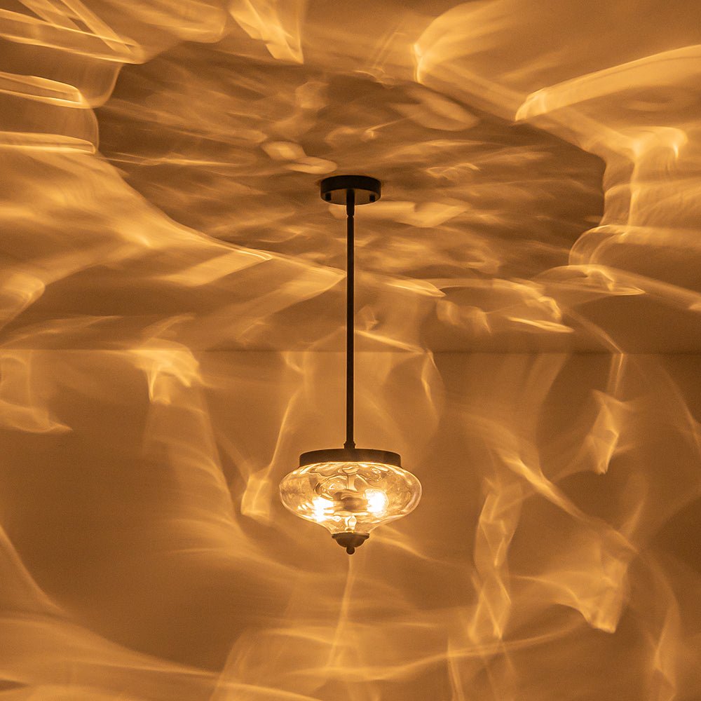 Pendantlightie - Modern Farmhouse 2 - Light Bowl Water Pattern Urn Glass Pendant - Pendants - Black - 