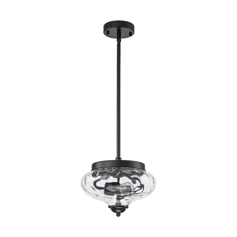 Pendantlightie - Modern Farmhouse 2 - Light Bowl Water Pattern Urn Glass Pendant - Pendants - Black - 