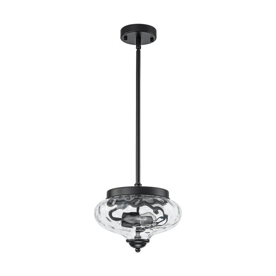 Pendantlightie - Modern Farmhouse 2 - Light Bowl Water Pattern Urn Glass Pendant - Pendants - Black - 