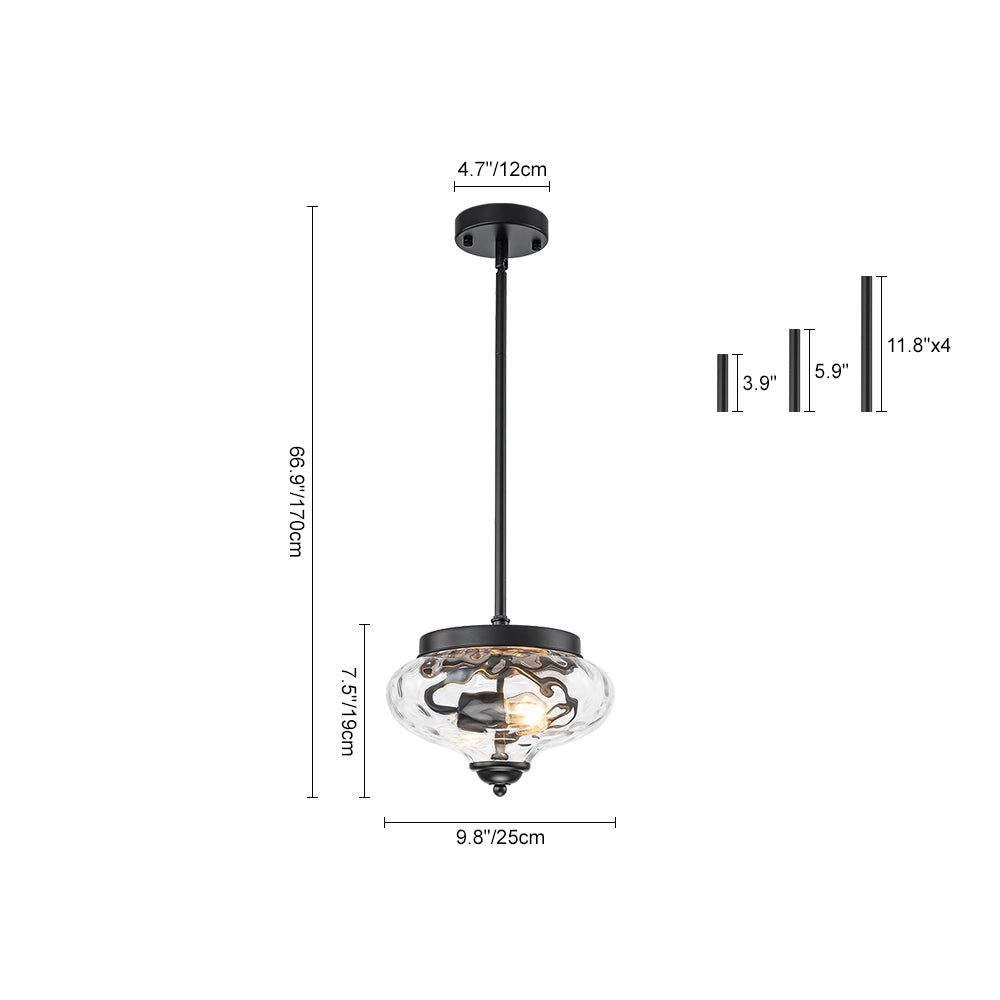 Pendantlightie - Modern Farmhouse 2 - Light Bowl Water Pattern Urn Glass Pendant - Pendants - Black - 