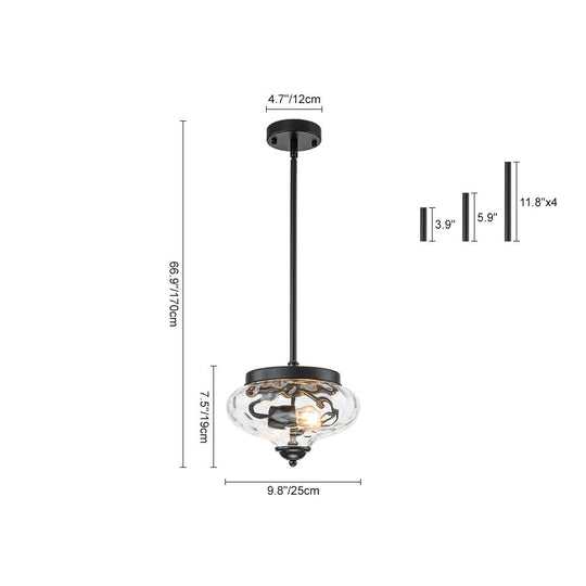 Pendantlightie - Modern Farmhouse 2 - Light Bowl Water Pattern Urn Glass Pendant - Pendants - Black - 