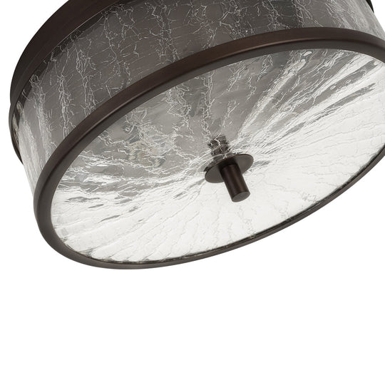 Pendantlightie-Modern Farmhouse 2-Light Crackled Glass Shade Flush Ceiling Light-Flush Mount-Oil Rubbed Bronze-