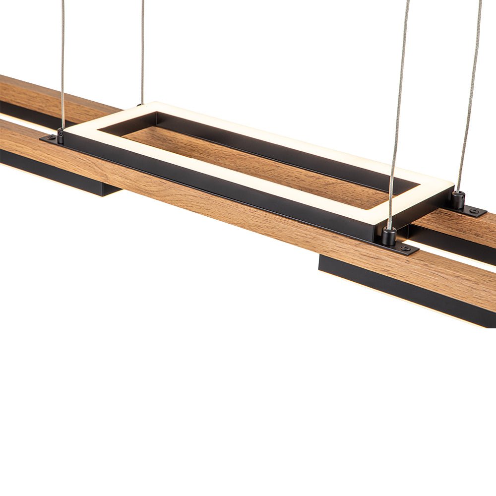 Modern Farmhouse 2-Light Linear Led Rectangle Wood Pendant Light ...