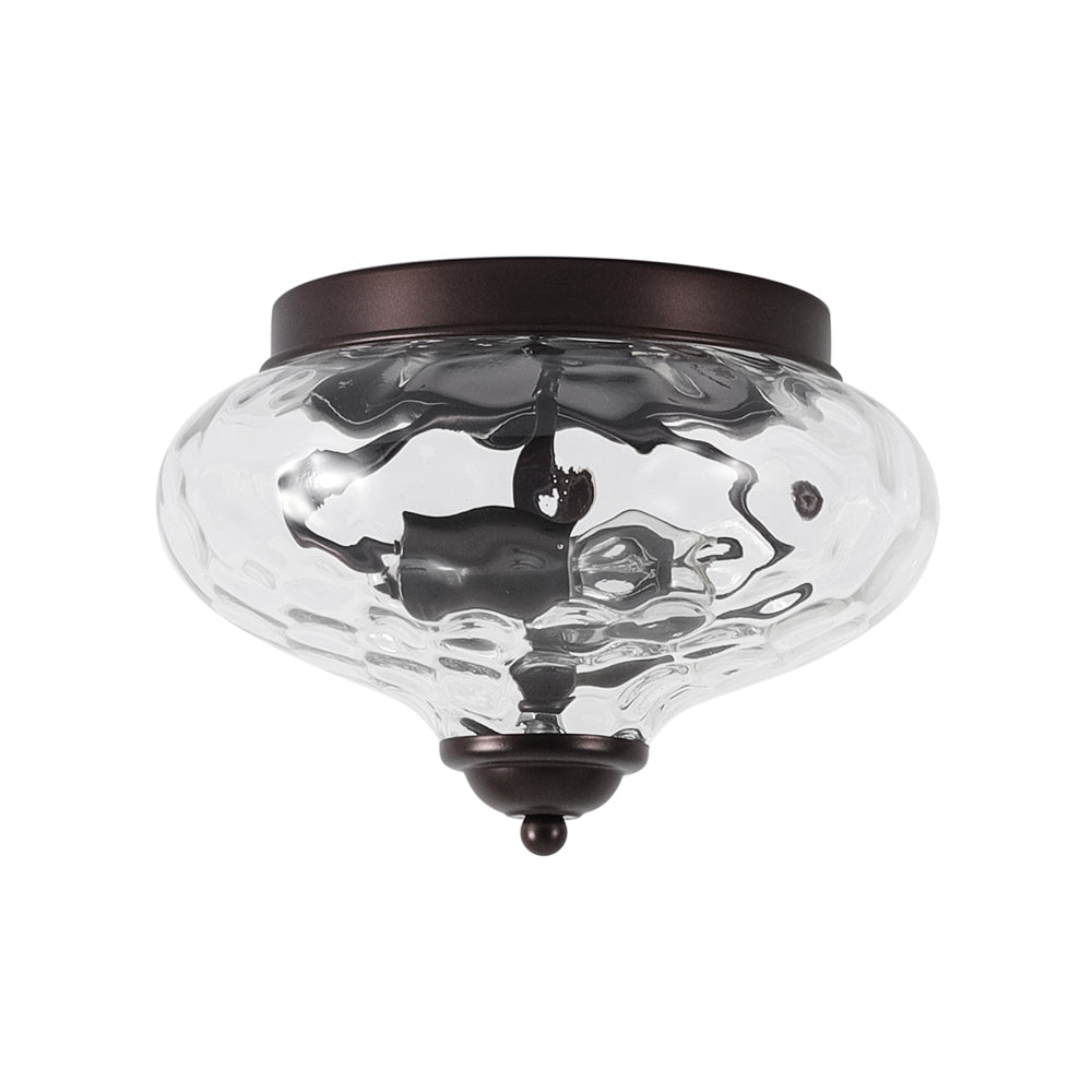Pendantlightie-Modern Farmhouse 2-Light Water Glass Flush Mount-Flush Mount-Black-