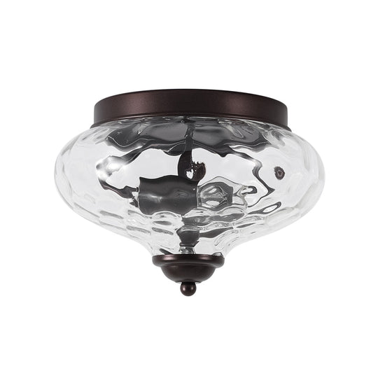 Pendantlightie-Modern Farmhouse 2-Light Water Glass Flush Mount-Flush Mount-Black-