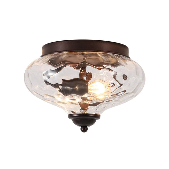Pendantlightie-Modern Farmhouse 2-Light Water Glass Flush Mount-Flush Mount-Black-