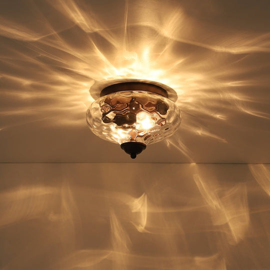 Pendantlightie-Modern Farmhouse 2-Light Water Glass Flush Mount-Flush Mount-Black-