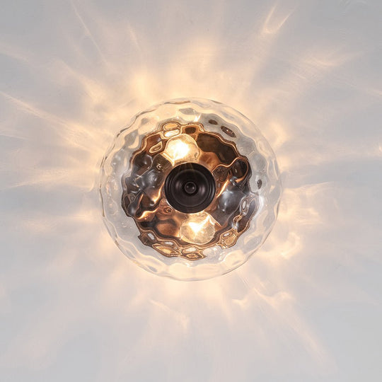 Pendantlightie-Modern Farmhouse 2-Light Water Glass Flush Mount-Flush Mount-Black-