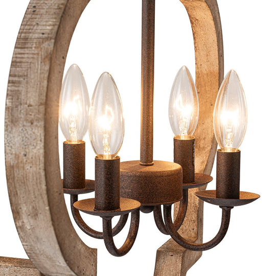 Pendantlightie - Modern Farmhouse 4 - Light Lantern Style Wood Pendant Light - Pendants - Distressed Wood - 