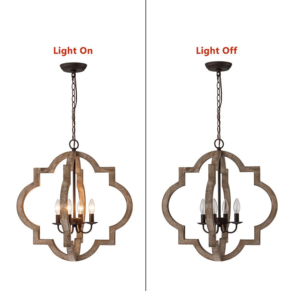 Pendantlightie - Modern Farmhouse 4 - Light Lantern Style Wood Pendant Light - Pendants - Distressed Wood - 