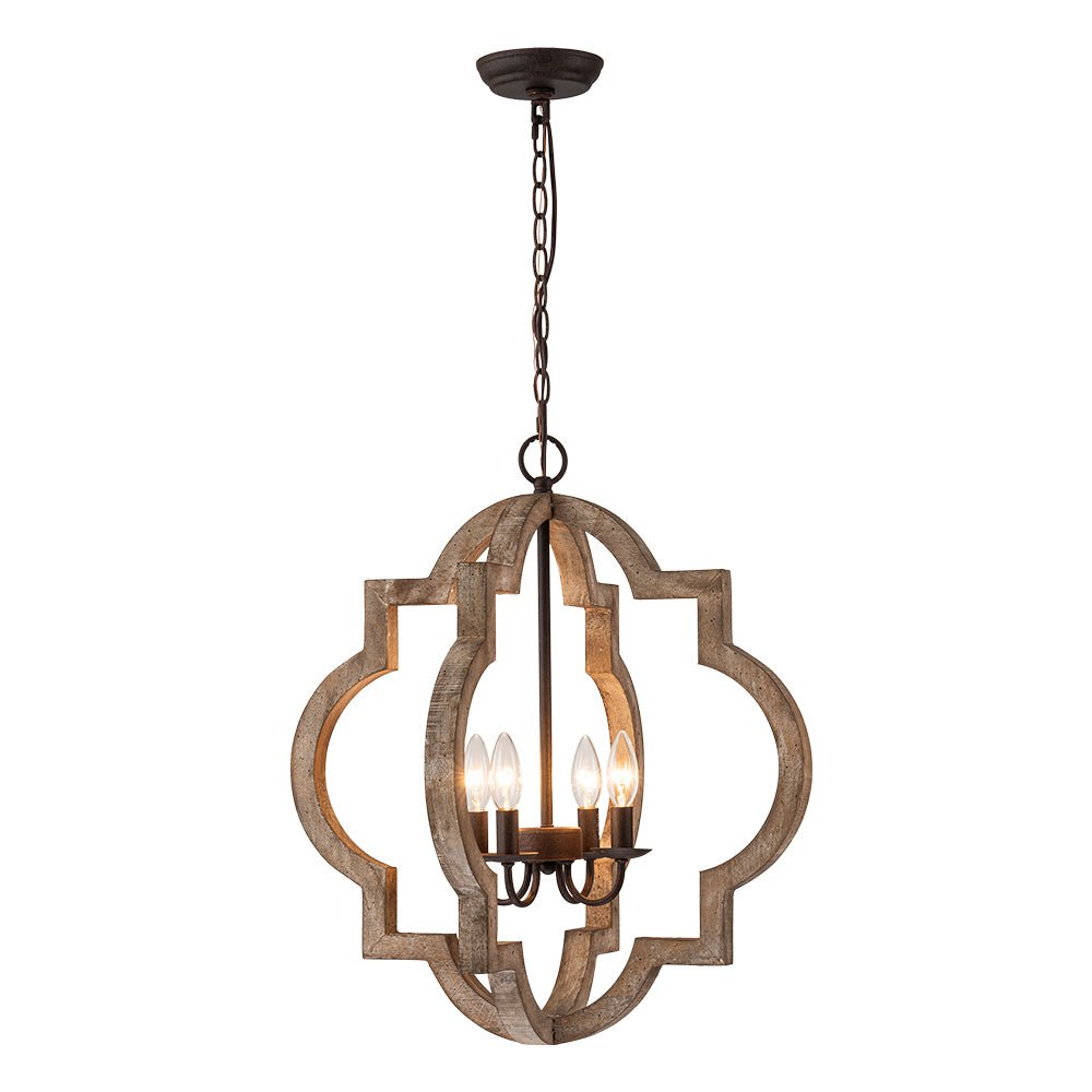 Pendantlightie - Modern Farmhouse 4 - Light Lantern Style Wood Pendant Light - Pendants - Distressed Wood - 