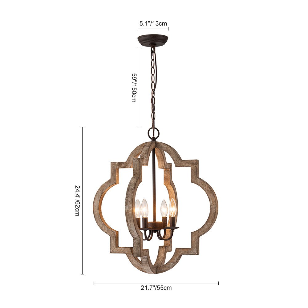 Pendantlightie - Modern Farmhouse 4 - Light Lantern Style Wood Pendant Light - Pendants - Distressed Wood - 