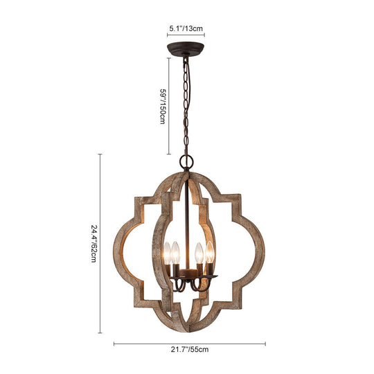 Pendantlightie - Modern Farmhouse 4 - Light Lantern Style Wood Pendant Light - Pendants - Distressed Wood - 