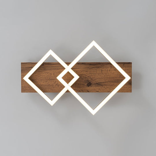 Pendantlightie - Modern Farmhouse Walnut Wood Grain Square Design Led Flush Mount - Flush Mount - 2Lt - 