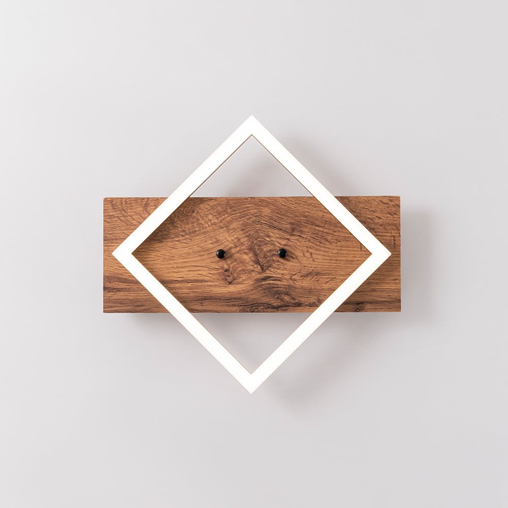 Pendantlightie - Modern Farmhouse Walnut Wood Grain Square Design Led Flush Mount - Flush Mount - Warm White Light - 