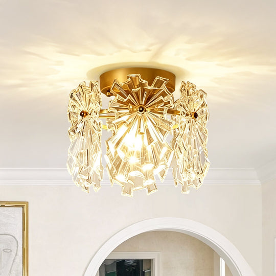 Pendantlightie-Modern Glam 1-Light Snowflake Flower Crystal Glass Semi Flush Mount-Semi Flush Mount-B-
