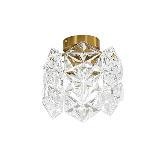 Pendantlightie-Modern Glam 1-Light Snowflake Flower Crystal Glass Semi Flush Mount-Semi Flush Mount-C-