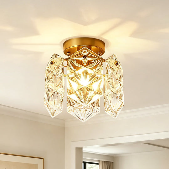 Pendantlightie-Modern Glam 1-Light Snowflake Flower Crystal Glass Semi Flush Mount-Semi Flush Mount-C-